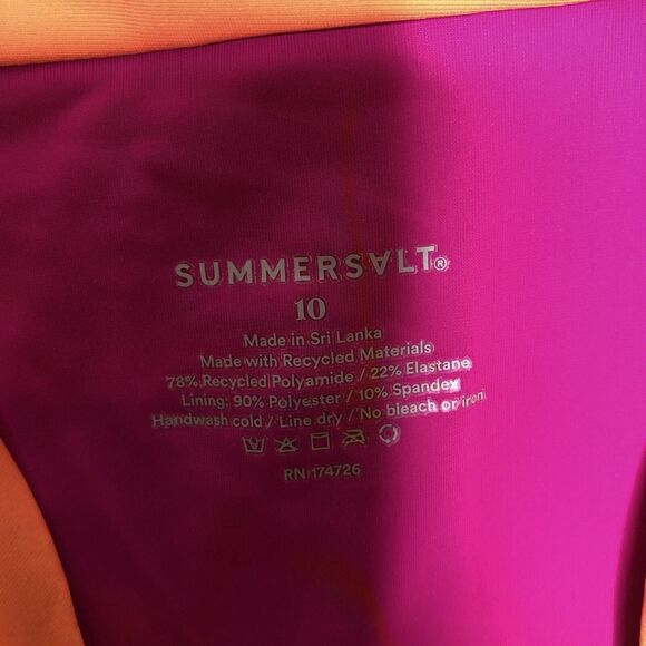 Summersalt Swimsuit Womens 10 Pink Colorblock Jetsetter One Piece UPF 50+ - Picture 4 of 8